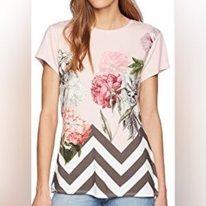 Ted Baker Eeidan Women's Floral Shirt Size 2 T-Shirt Top Blouse Short Sleeve